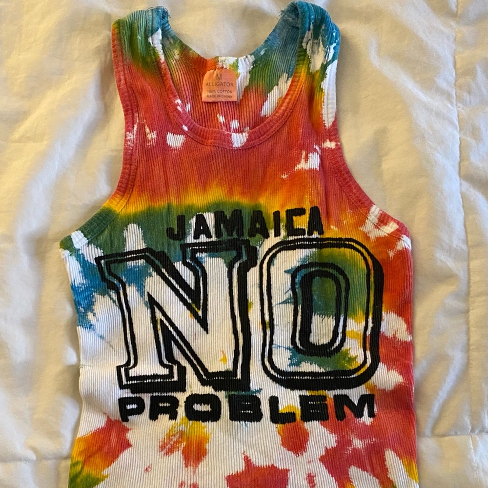 Women’s tie-dye tank top “Jamaica no problem”M